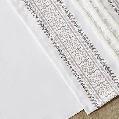 Madison Park Naomi 1-Panel Printed Window Curtain with Tufted Stripe and Lining