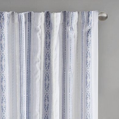 Madison Park Isabella 1-Panel Printed Window Curtain with Tufted Stripe and Lining