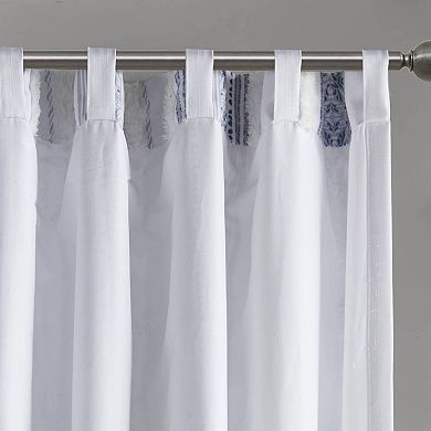 Madison Park Isabella 1-Panel Printed Window Curtain with Tufted Stripe and Lining