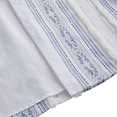 Madison Park Isabella 1-Panel Printed Window Curtain with Tufted Stripe and Lining