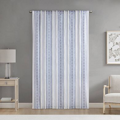 Madison Park Isabella 1-Panel Printed Window Curtain with Tufted Stripe and Lining