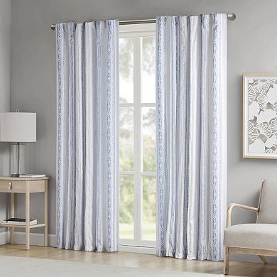 Madison Park Isabella 1-Panel Printed Window Curtain with Tufted Stripe and Lining