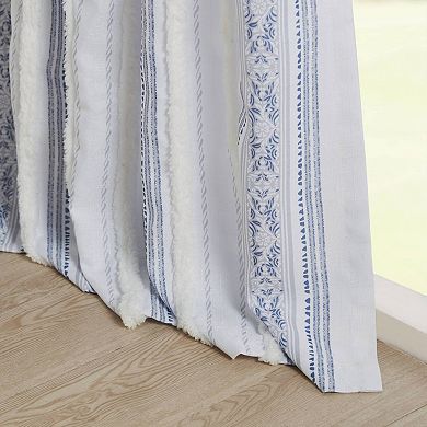 Madison Park Isabella 1-Panel Printed Window Curtain with Tufted Stripe and Lining