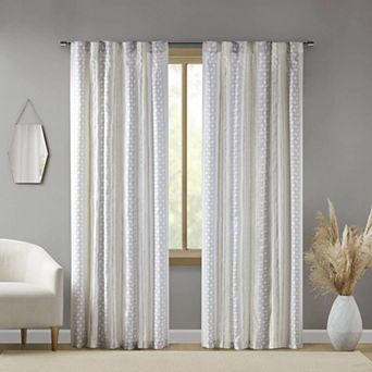 INK+IVY Cora 2-Pack Poly Printed Curtain Panel with Tufted Stripe