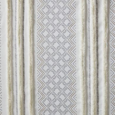 INK+IVY Cora 2-Pack Poly Printed Curtain Panel with Tufted Stripe