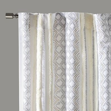 INK+IVY Cora 2-Pack Poly Printed Curtain Panel with Tufted Stripe