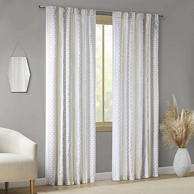INK+IVY Cora 2-Pack Poly Printed Curtain Panel with Tufted Stripe