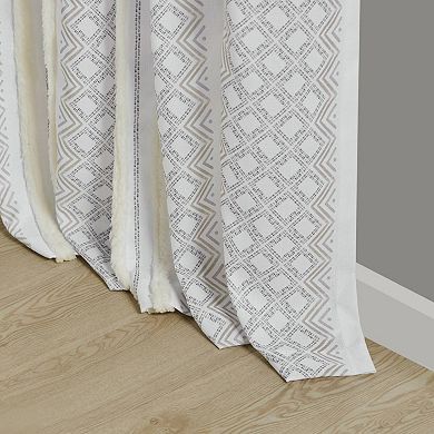 INK+IVY Cora 2-Pack Poly Printed Curtain Panel with Tufted Stripe