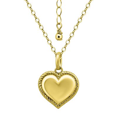 Aleure Precioso 18k Gold over Sterling Silver Heart with Twisted
