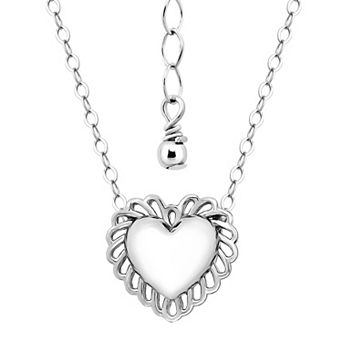 Aleure Precioso 18k Gold over Sterling Silver Heart with Scalloped Border Pendant Necklace