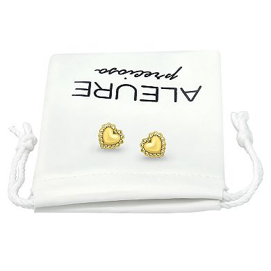 Aleure Precioso Heart with Scalloped Border Posted Stud Earrings