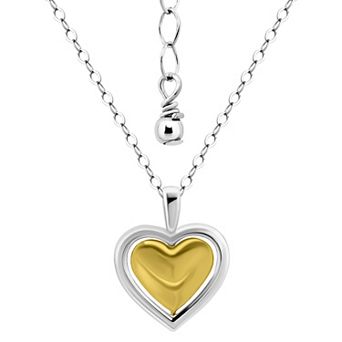 Aleure Precioso Sterling Silver & 18k Gold over Sterling Silver Heart Pendant Necklace