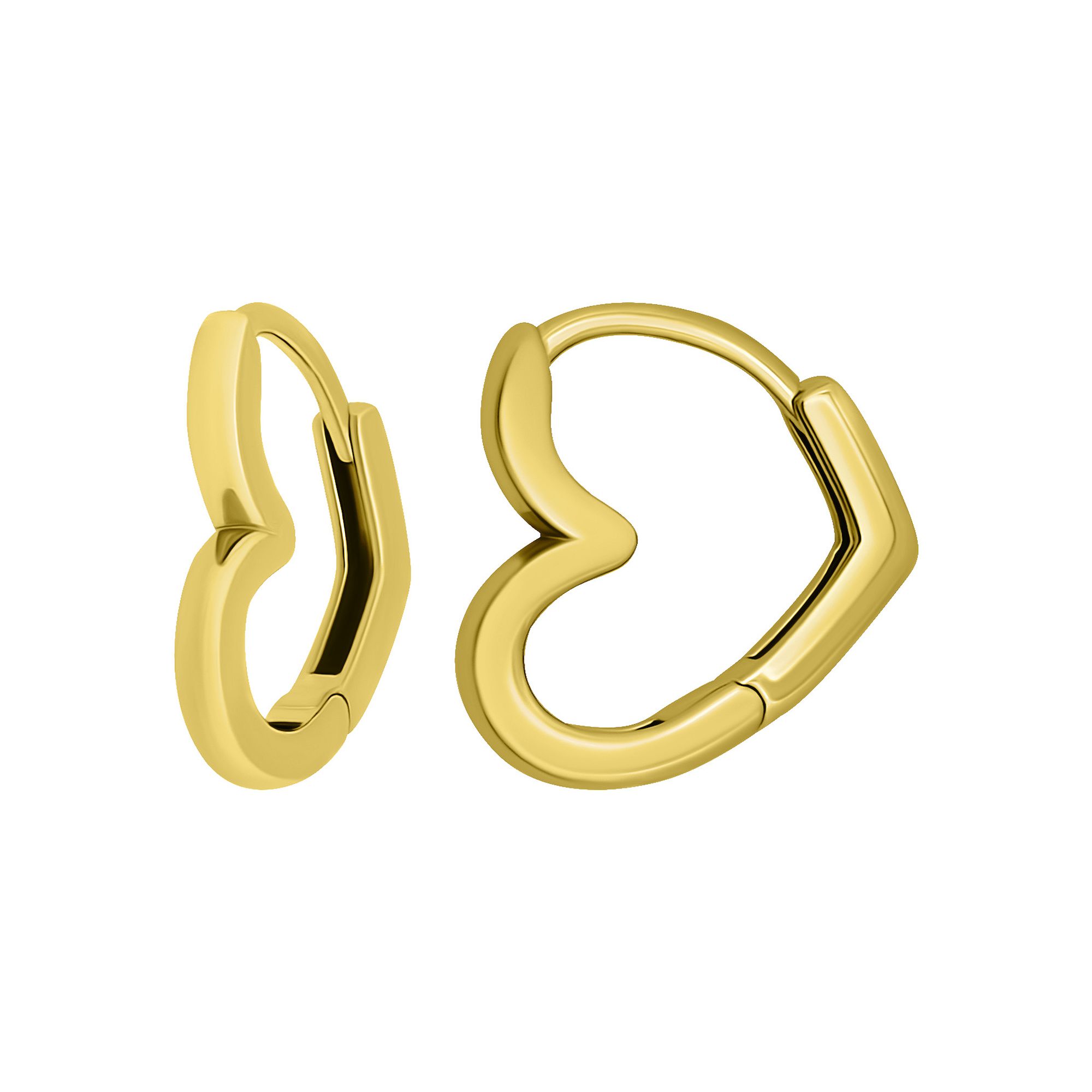 Aleure Precioso Polished Heart Huggie Earrings, Womens, Gold Tone