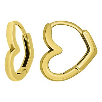 Aleure Precioso Polished Heart Huggie Earrings