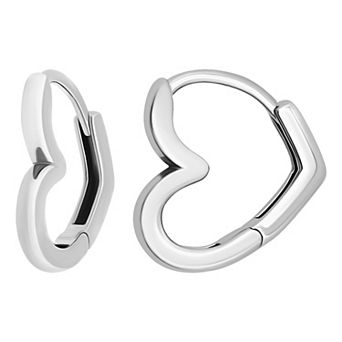 Aleure Precioso Polished Heart Huggie Earrings