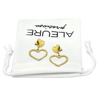 Aleure Precioso Twisted Open Heart Drop Posted Earrings