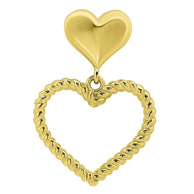 Aleure Precioso Twisted Open Heart Drop Posted Earrings