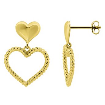 Aleure Precioso Twisted Open Heart Drop Posted Earrings
