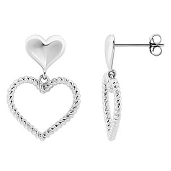 Aleure Precioso Twisted Open Heart Drop Posted Earrings