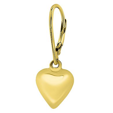Aleure Precioso Heart Charm Drop Leverback Earrings
