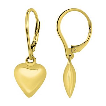 Aleure Precioso Heart Charm Drop Leverback Earrings