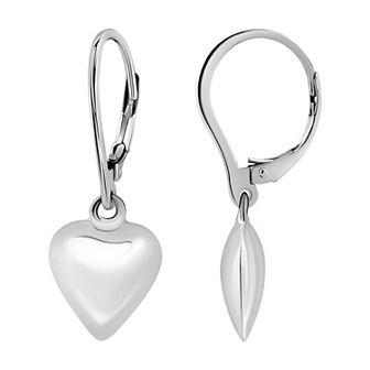 Aleure Precioso Heart Charm Drop Leverback Earrings