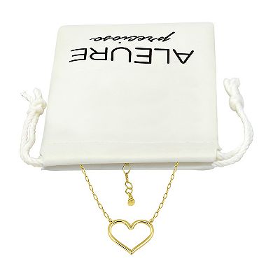 Aleure Precioso Sterling Silver Open Heart Necklace