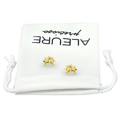 Aleure Precioso 18k Gold over Sterling Silver Bow Stud Earrings