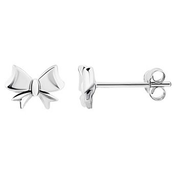 Aleure Precioso 18k Gold over Sterling Silver Bow Stud Earrings
