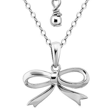 Aleure Precioso 18k Gold over Sterling Silver Bow Pendant Necklace