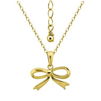 Aleure Precioso 18k Gold over Sterling Silver Bow Pendant Necklace