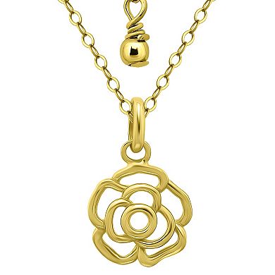 Aleure Precioso Sterling Silver Rose Pendant Necklace