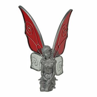 Kneeling Fairy Pewter Figurine Home Decor Mythical Desk Accessories Glass Wings