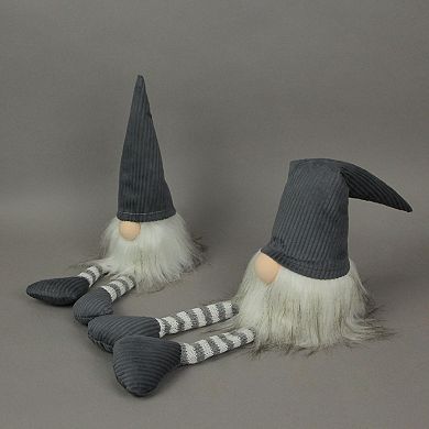Grey Polyester Garden Gnome Shelf Sitters Home Decor Plush Decorations Set Of 2