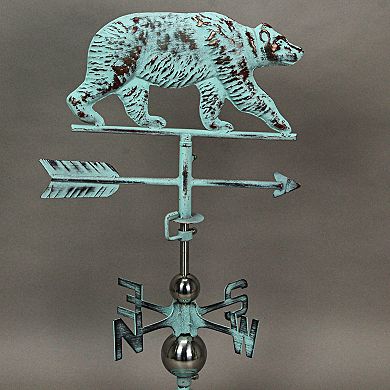 Verdigris Copper Bear Tabletop Weathervane Home Garden W/ Optional Fence Mount