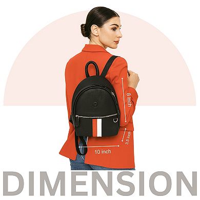 Mini Black Leather Backpack for Women with Red and White Stripe by Aaron Leather Goods