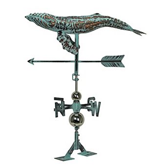 Verdigris Copper Humpback Whale Weathervane Roof Mount Home Garden Decor Art