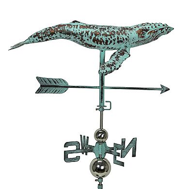 Verdigris Copper Humpback Whale Weathervane Roof Mount Home Garden Decor Art
