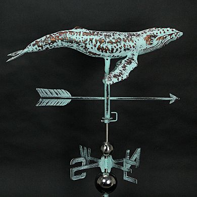 Verdigris Copper Humpback Whale Weathervane Roof Mount Home Garden Decor Art