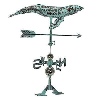 Verdigris Copper Humpback Whale Weathervane Roof Mount Home Garden Decor Art