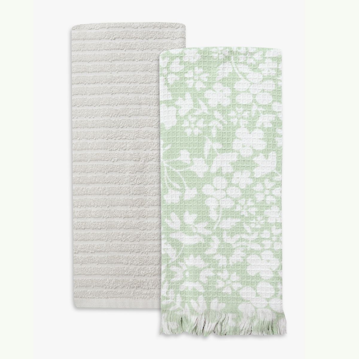 Mingle & Co. Printed Waffle Terry Kitchen Towel 2-Pack - Cameo Green