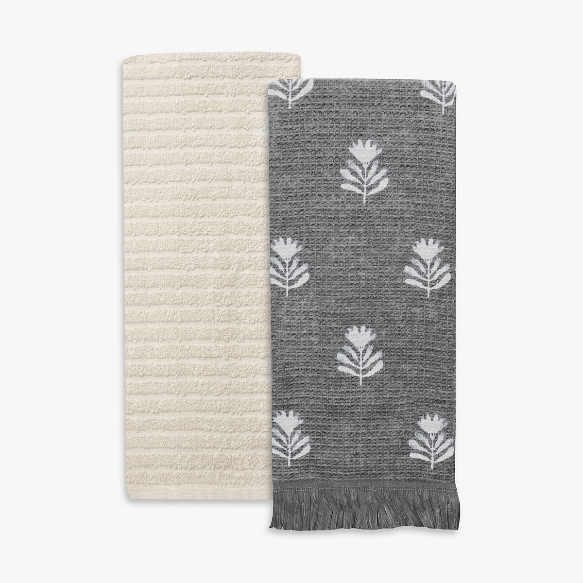 Mingle & Co. Printed Waffle Terry Kitchen Towel 2-Pack - Slate
