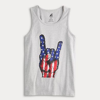 Men's Red, White & Blue Rock On Graphic Tank Top