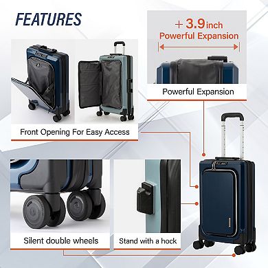 Legend Walker Fit Hardside Front-open Compact Expansion Spinner Luggage
