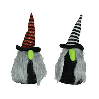 Pair Of Whimsical Plush Halloween Witch Nisse Gnome Figures