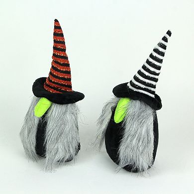 Pair Of Whimsical Plush Halloween Witch Nisse Gnome Figures