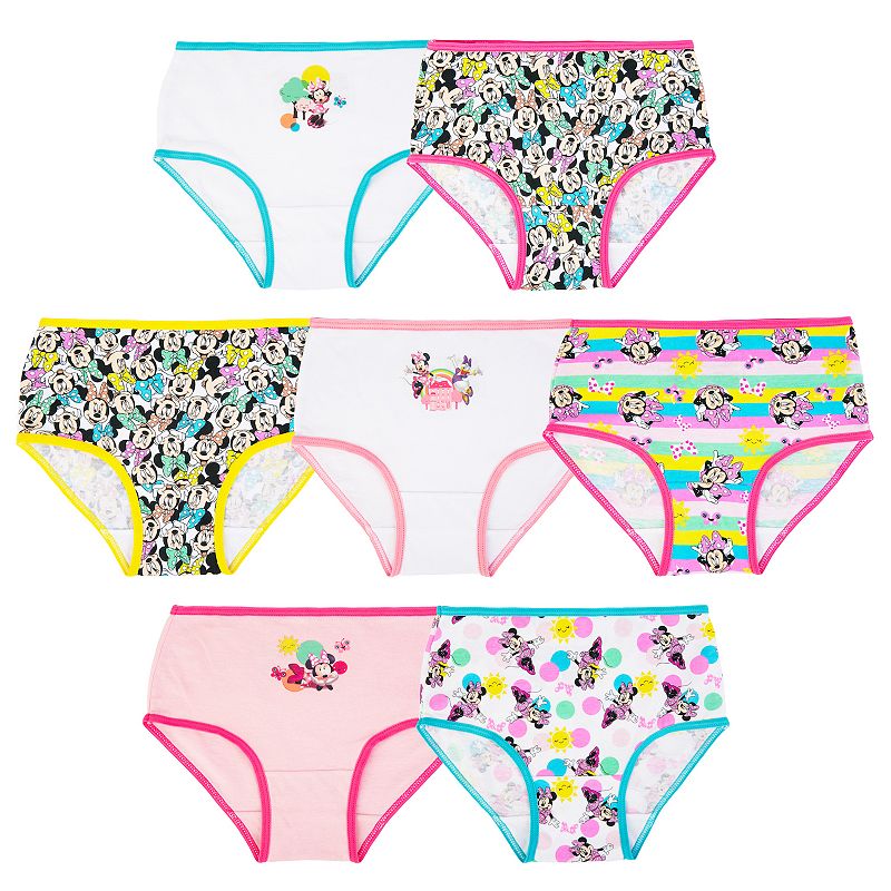 Toddler Girls' 7pk Minnie Mouse Briefs By Handcraft 4T: Cotton Mid Rise Underwear, Disney Mickey Mouse & Friends