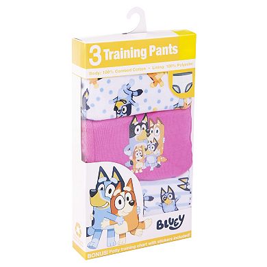 Toddler Girls Bluey 3-Pack Training Pants with Tracking Chart & Stickers