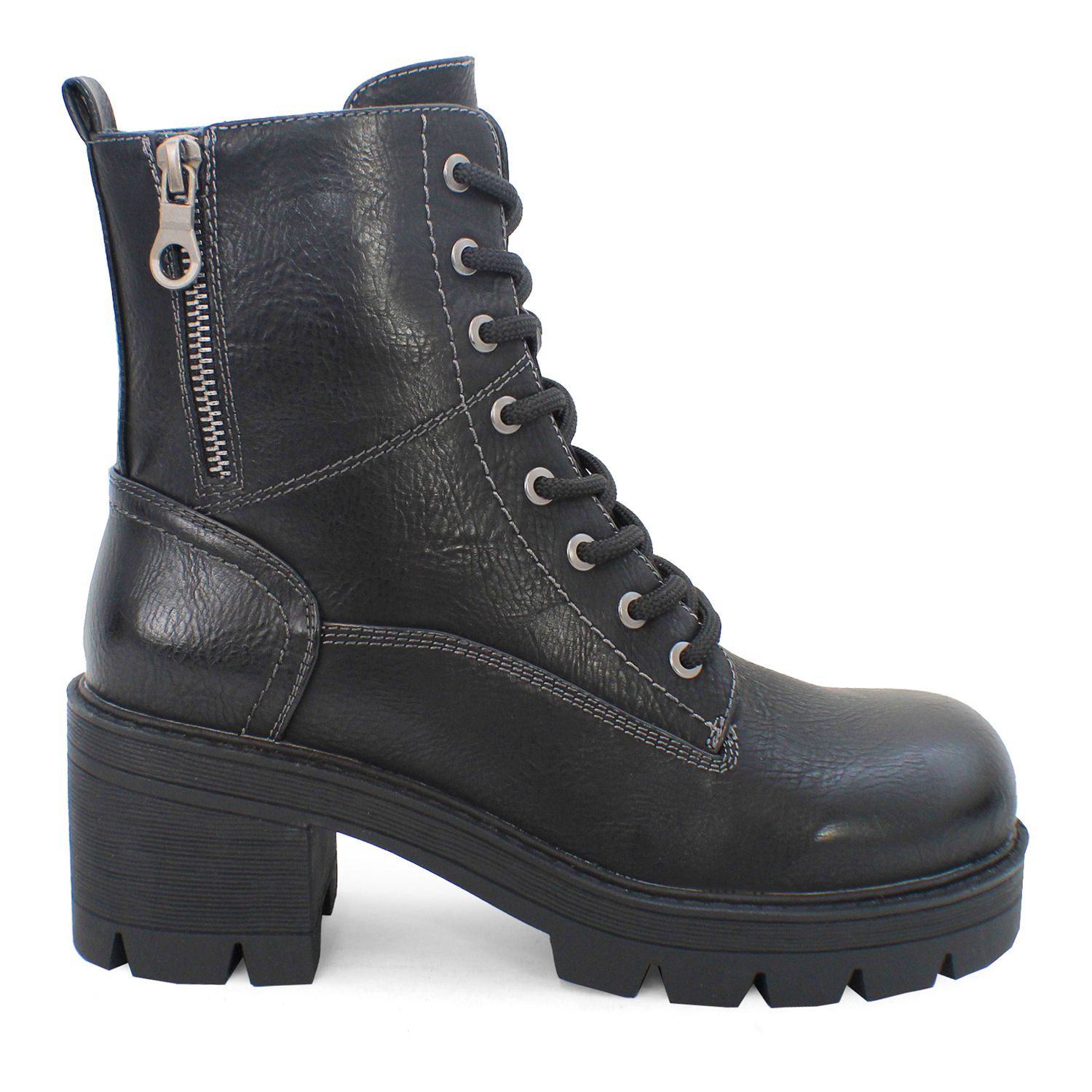 Black combat boots women's heel clearance