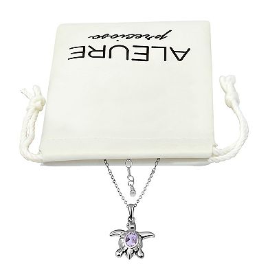 Aleure Precioso Sterling Silver Turtle Pendant Necklace